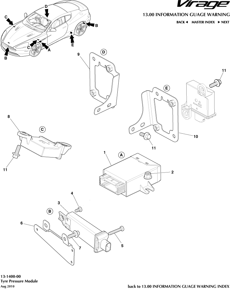 Tyre Pressure Module of Aston Martin Aston Martin GT VIRAGE (2012-2013)