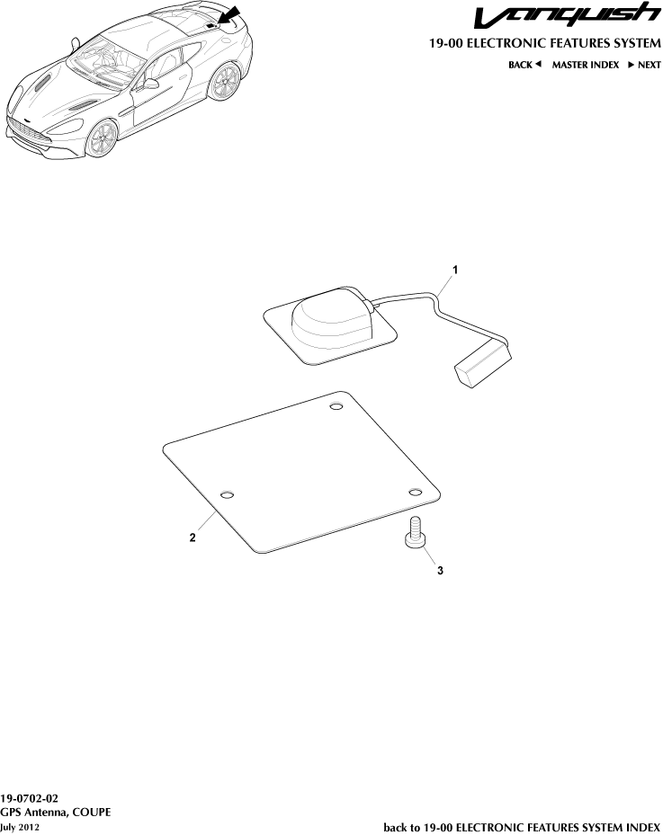 GPS Antenna, Coupe of Aston Martin Aston Martin GT VANQUISH (2013-2018)