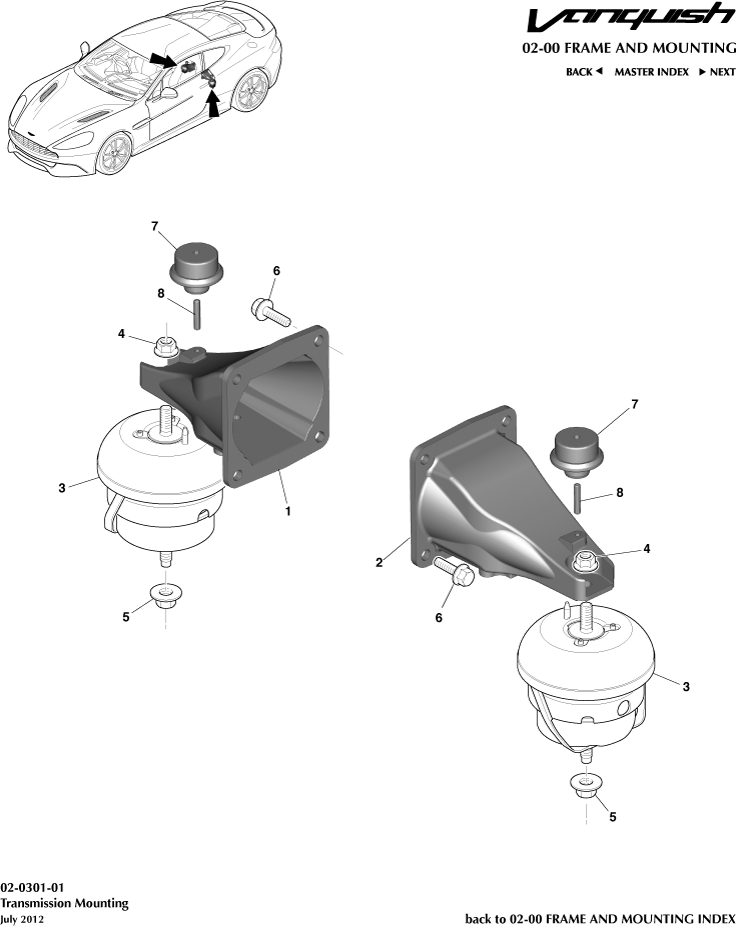 Powertrain Mountings of Aston Martin Aston Martin GT VANQUISH (2013-2018)