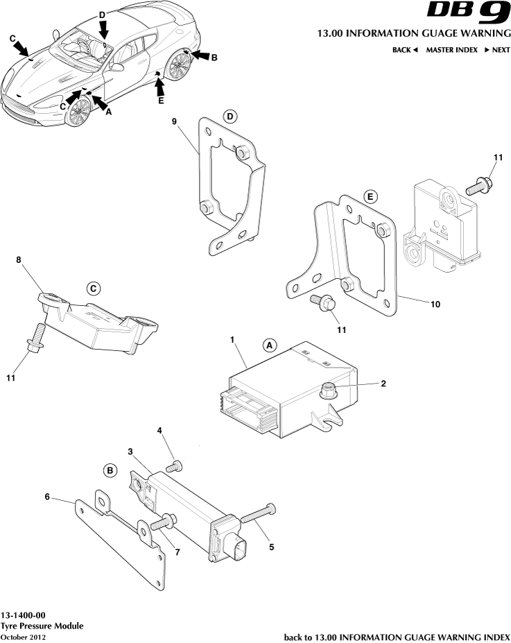 Tyre Pressure Module of Aston Martin Aston Martin GT DB9 (2004-2017)