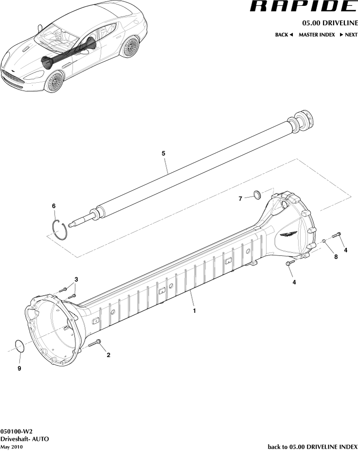Torque Tube Assembly, 6 spd of Aston Martin Aston Martin GT RAPIDE (2010-2019)