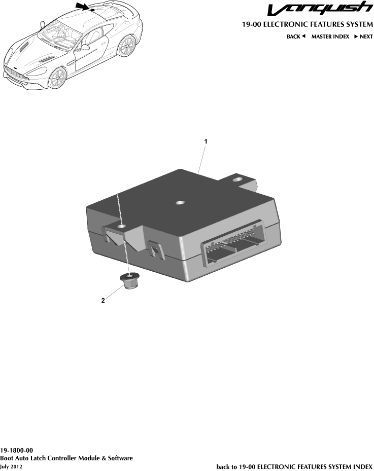 Boot Latch Controller of Aston Martin Aston Martin GT VANQUISH (2013-2018)