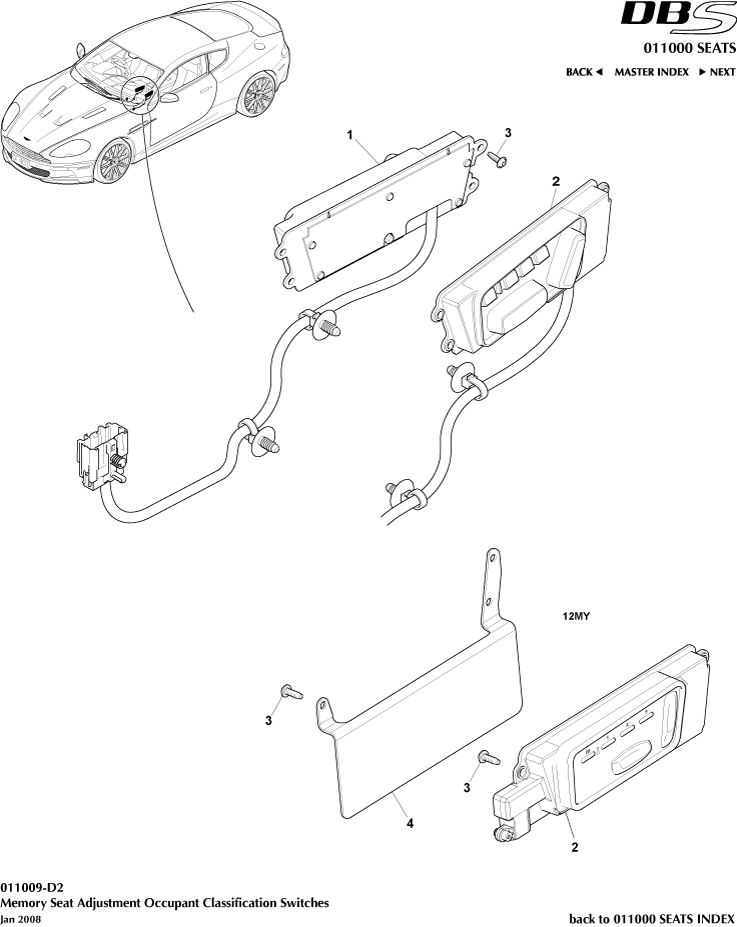 Front Seat Adjustment of Aston Martin Aston Martin GT DBS (2007-2012)