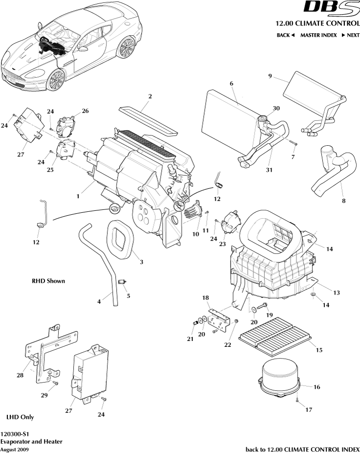 Evaporator & Heater of Aston Martin Aston Martin GT DBS (2007-2012)