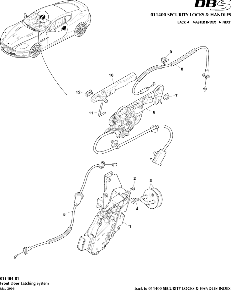 Security Locks and Handles - Front Door Latch of Aston Martin Aston Martin GT DBS (2007-2012)