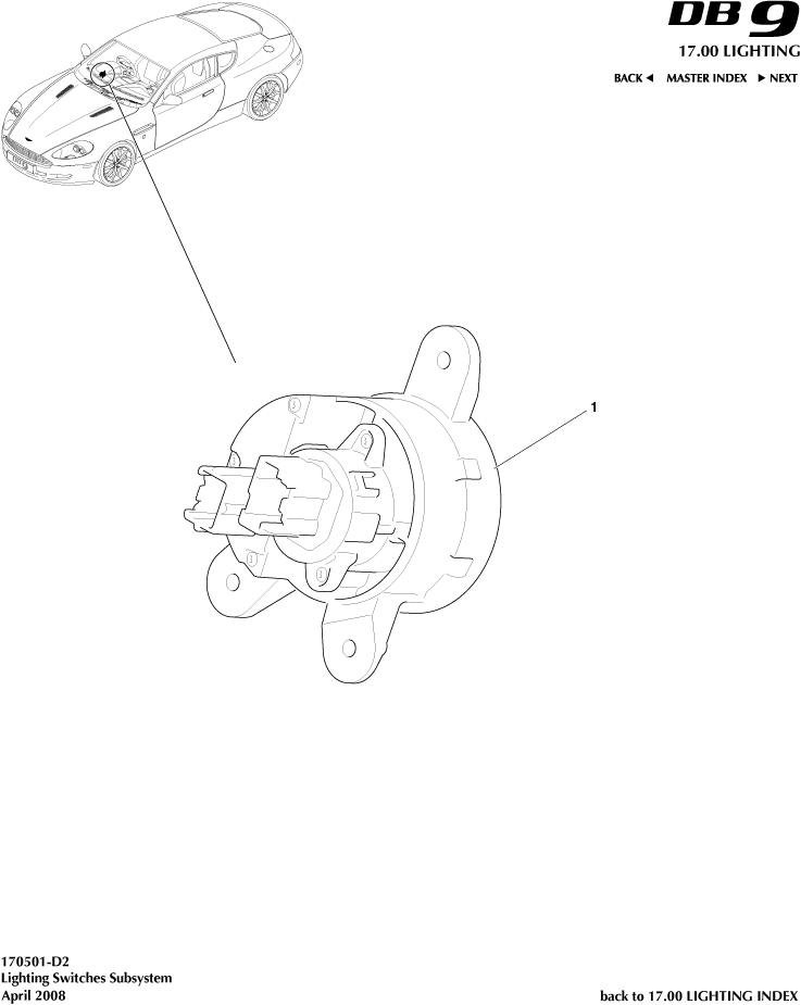 Lighting Switch of Aston Martin Aston Martin GT DB9 (2004-2017)