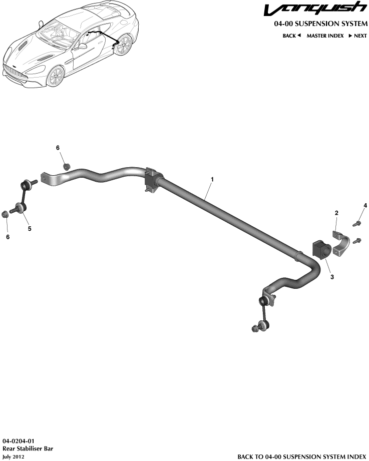 Rear Stabiliser Bar of Aston Martin Aston Martin GT VANQUISH (2013-2018)