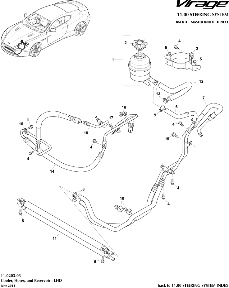 PAS Hoses, LHD of Aston Martin Aston Martin GT VIRAGE (2012-2013)
