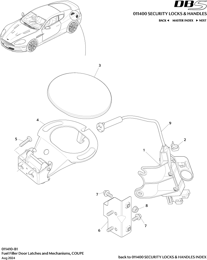 Security Locks and Handles - Fuel Filler Mechanism, Coupe of Aston Martin Aston Martin GT DBS (2007-2012)