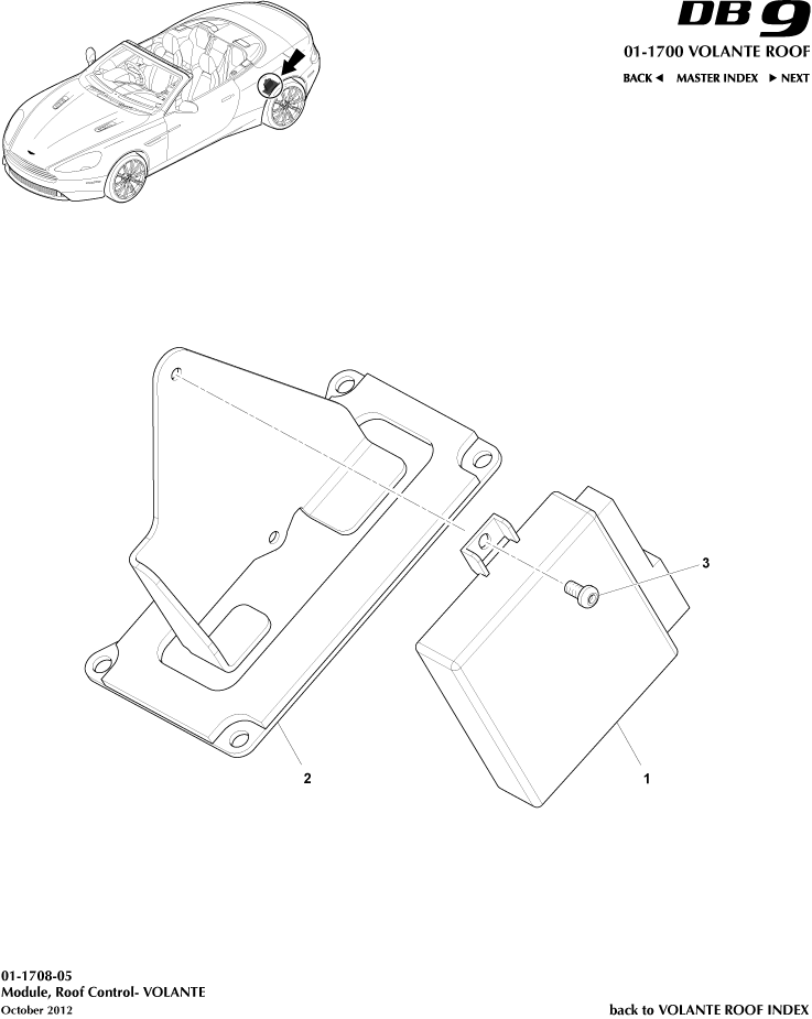 Volante Roof & Sunroof - Roof Control Module of Aston Martin Aston Martin GT DB9 (2004-2017)