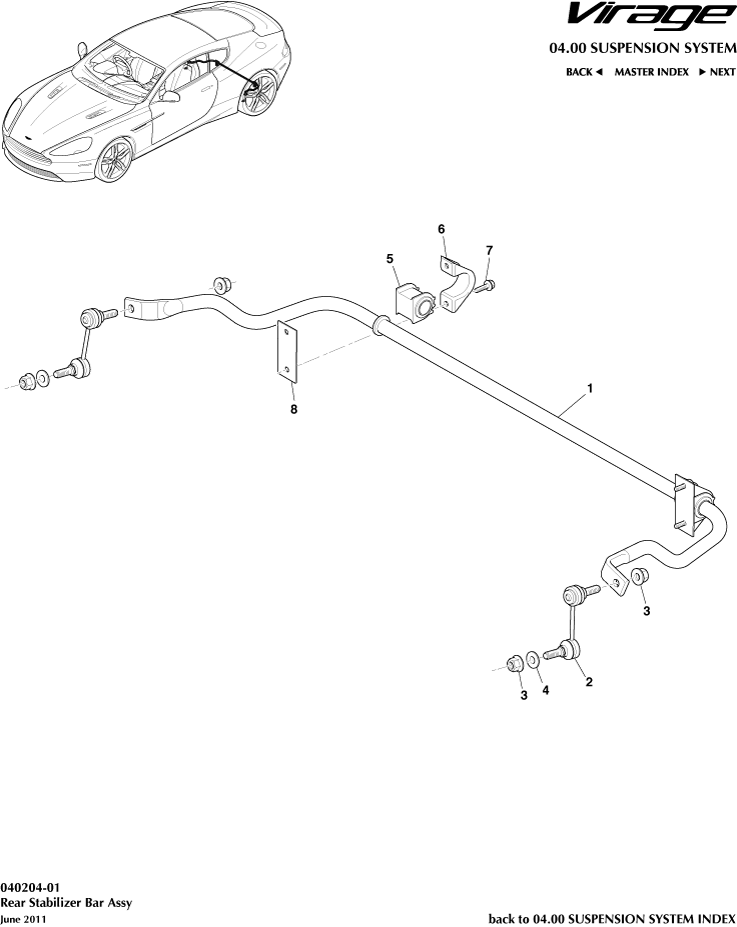 Rear Stabiliser Bar of Aston Martin Aston Martin GT VIRAGE (2012-2013)