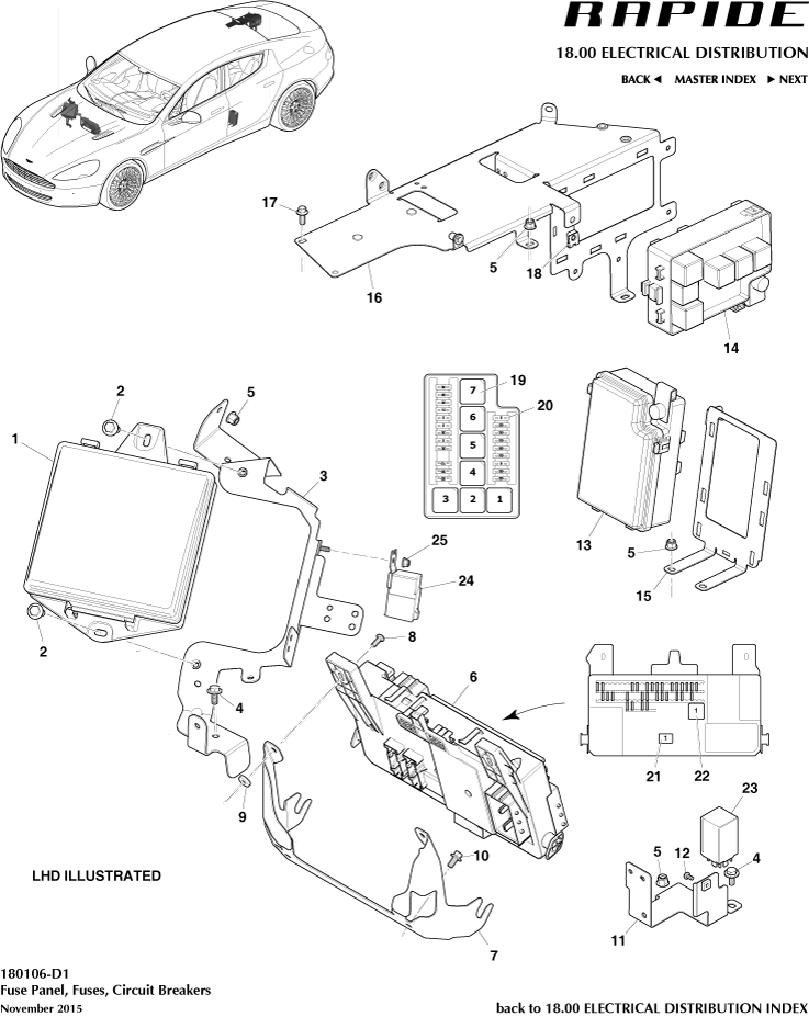 Fuse Panels of Aston Martin Aston Martin GT RAPIDE (2010-2019)