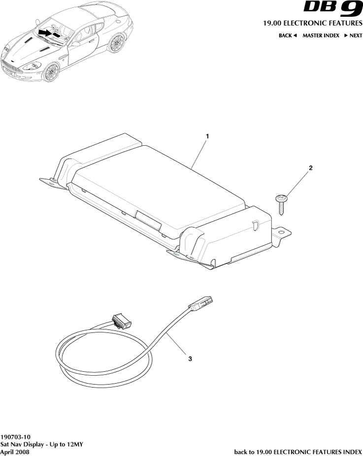 Sat Nav Display, to 12MY of Aston Martin Aston Martin GT DB9 (2004-2017)