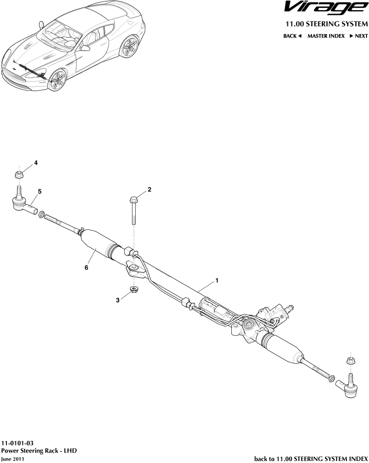 Steering Rack , LHD of Aston Martin Aston Martin GT VIRAGE (2012-2013)