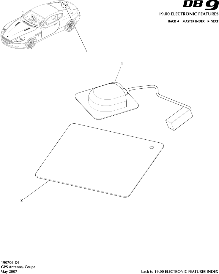 GPS Antenna, Coupe of Aston Martin Aston Martin GT DB9 (2004-2017)