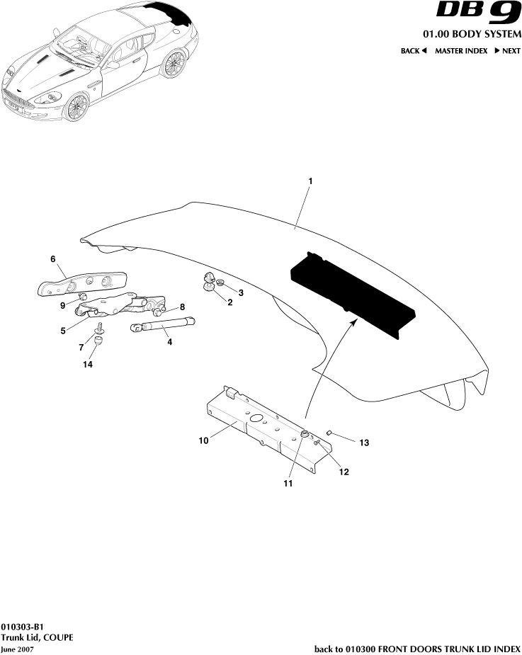 Body Closures - Trunk Lid, Coupe of Aston Martin Aston Martin GT DB9 (2004-2017)