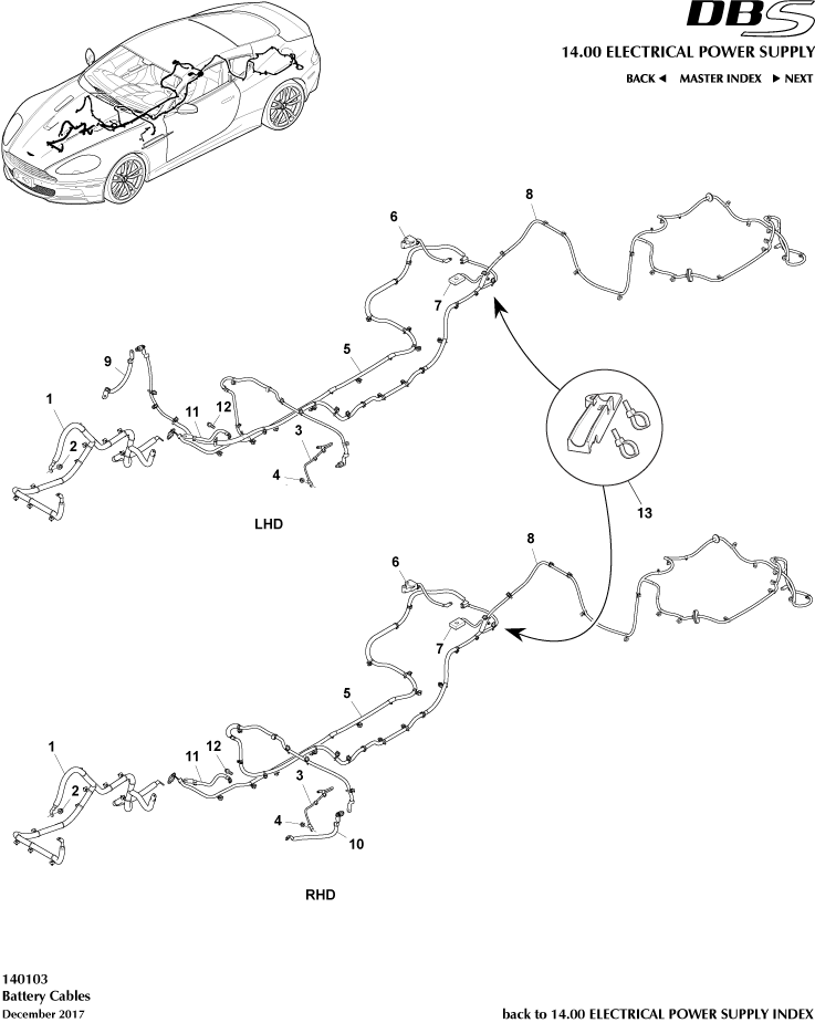 Battery Cables of Aston Martin Aston Martin GT DBS (2007-2012)