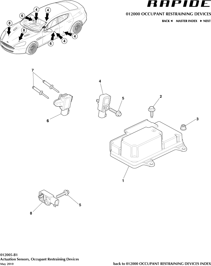 Occupant Restraining Devices - Actuation Sensors of Aston Martin Aston Martin GT RAPIDE (2010-2019)