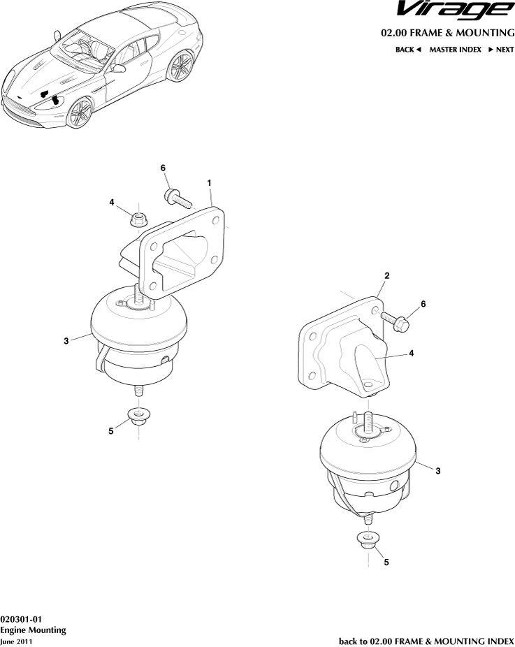 Engine Mountings of Aston Martin Aston Martin GT VIRAGE (2012-2013)