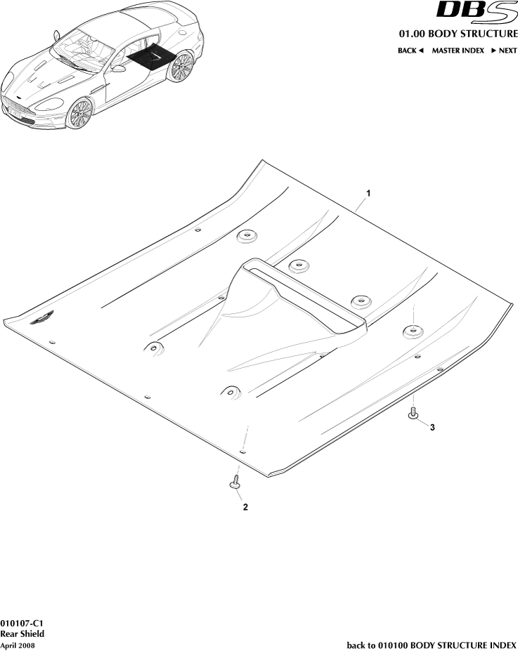 Body Structure - Rear Underbody Shields of Aston Martin Aston Martin GT DBS (2007-2012)