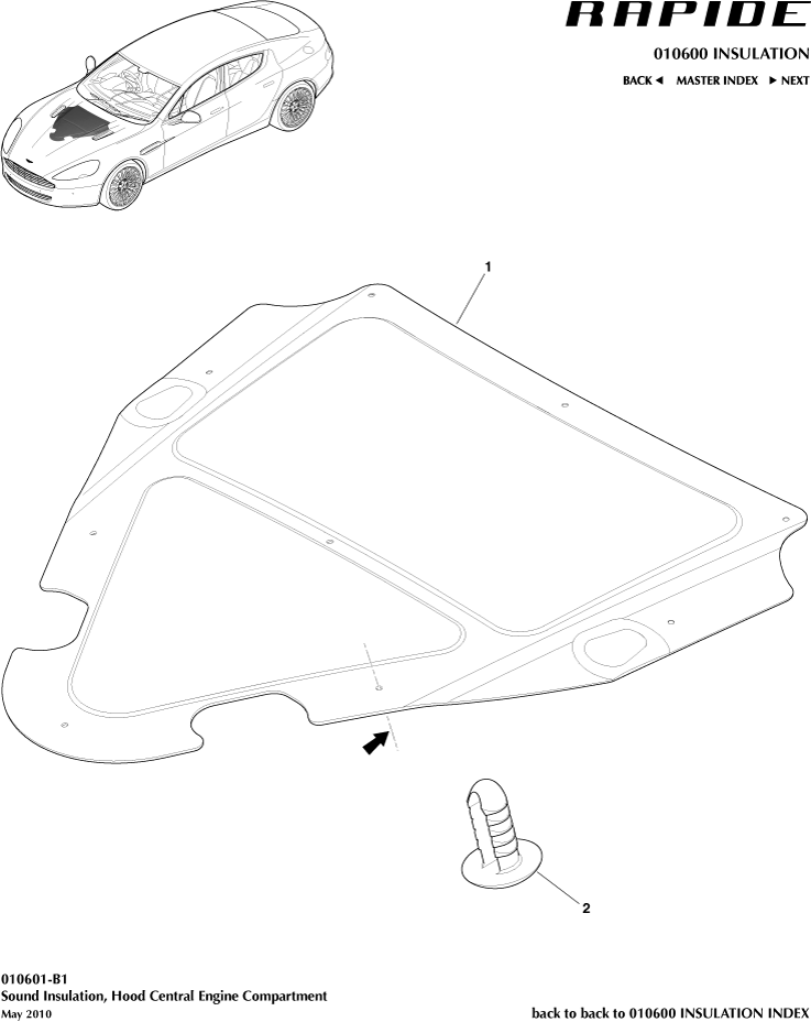 Sound & Heat Control - Engine Compartment Trim of Aston Martin Aston Martin GT RAPIDE (2010-2019)