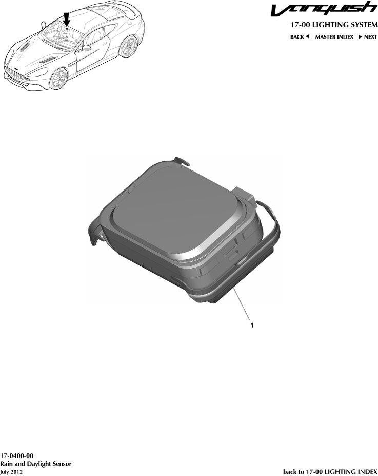 Rain & Daylight Sensor of Aston Martin Aston Martin GT VANQUISH (2013-2018)