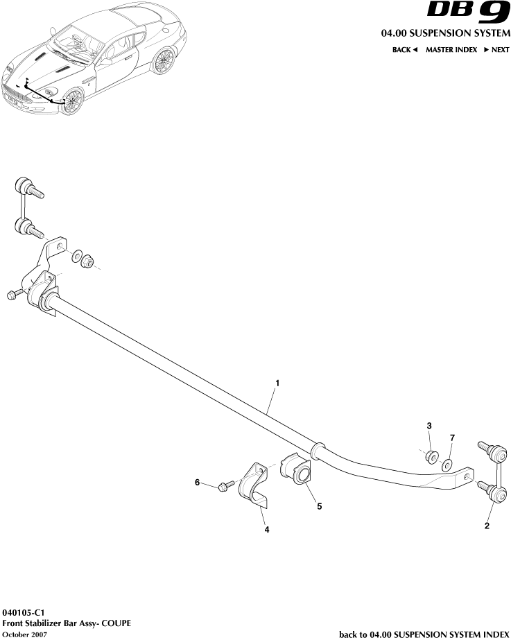 Front Stabiliser Bar, Coupe of Aston Martin Aston Martin GT DB9 (2004-2017)