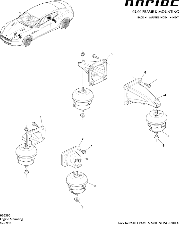 Powertrain Mountings of Aston Martin Aston Martin GT RAPIDE (2010-2019)