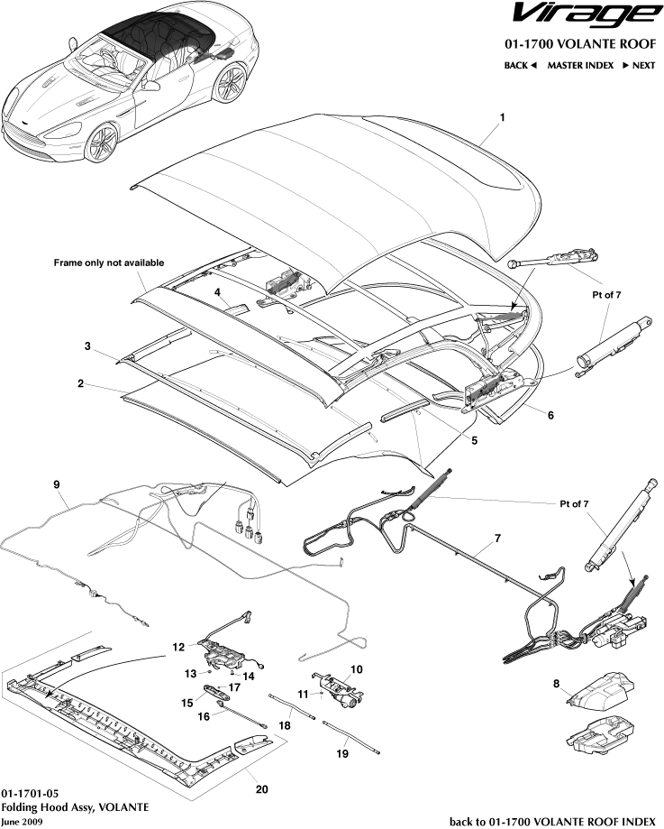 Volante Roof & Sunroof - Volante Roof Assembly of Aston Martin Aston Martin GT VIRAGE (2012-2013)