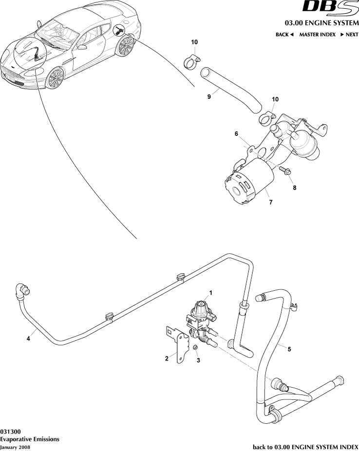 Evaporative Emissions of Aston Martin Aston Martin GT DBS (2007-2012)