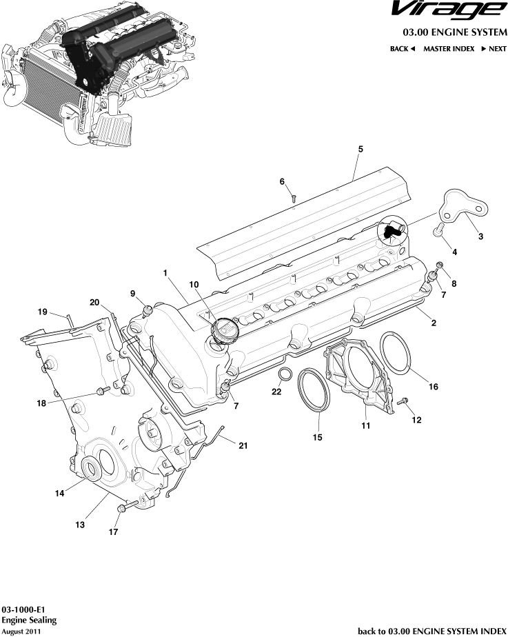 Engine Sealing of Aston Martin Aston Martin GT VIRAGE (2012-2013)