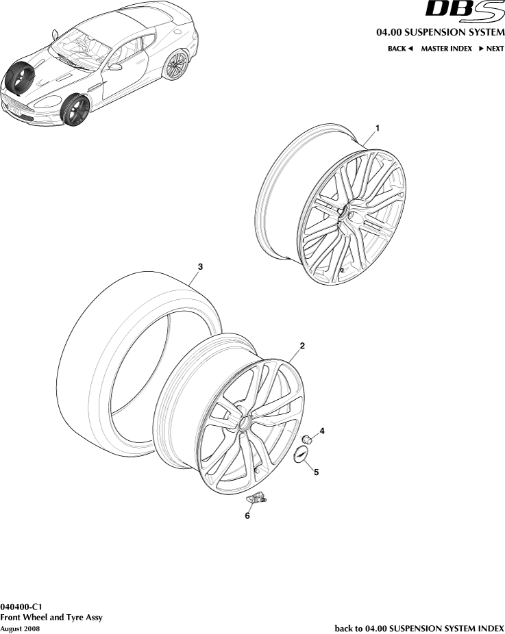 Front Wheels & Tyres of Aston Martin Aston Martin GT DBS (2007-2012)