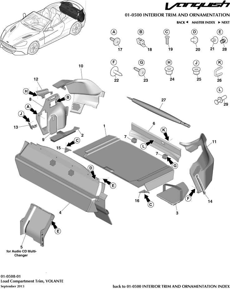 Interior Trim & Ornamentation - Load Compartment Trim, Volante of Aston Martin Aston Martin GT VANQUISH (2013-2018)