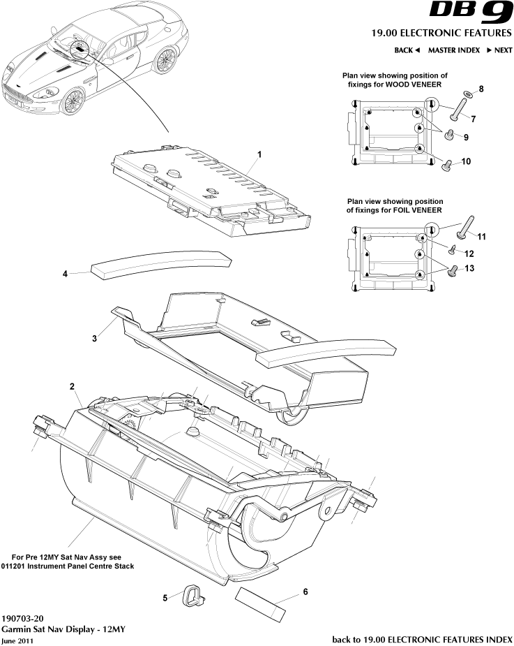 Sat Nav Display, 12MY on of Aston Martin Aston Martin GT DB9 (2004-2017)
