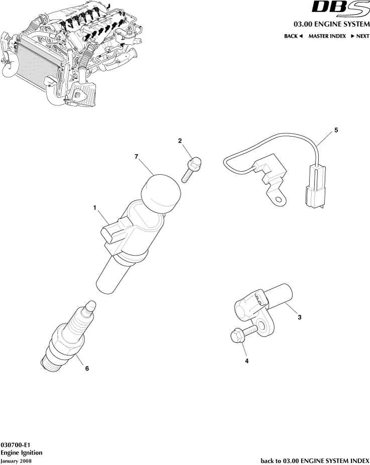 Ignition of Aston Martin Aston Martin GT DBS (2007-2012)