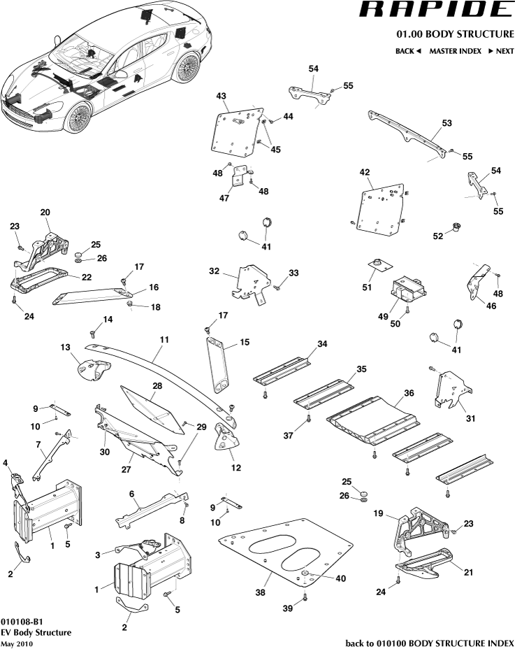 Body Structure - Ancillary Parts of Aston Martin Aston Martin GT RAPIDE (2010-2019)