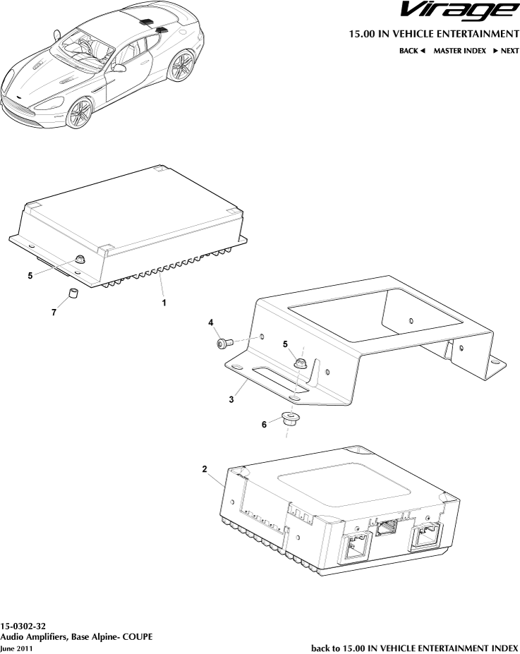 Amplifiers, Alpine, Coupe of Aston Martin Aston Martin GT VIRAGE (2012-2013)