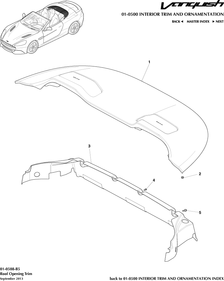 Interior Trim & Ornamentation - Roof Opening Trim, Volante of Aston Martin Aston Martin GT VANQUISH (2013-2018)