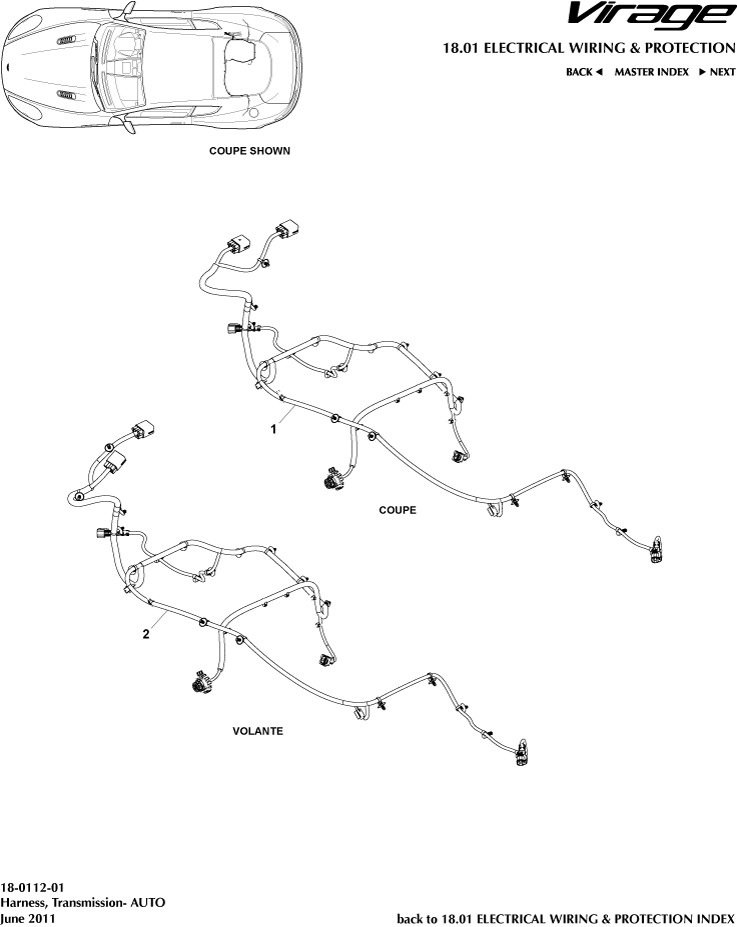 Electrical Wiring & Protection - Transmission Harness of Aston Martin Aston Martin GT VIRAGE (2012-2013)