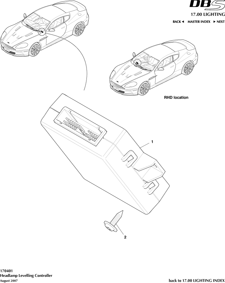 Headlamp Leveling Controller of Aston Martin Aston Martin GT DBS (2007-2012)