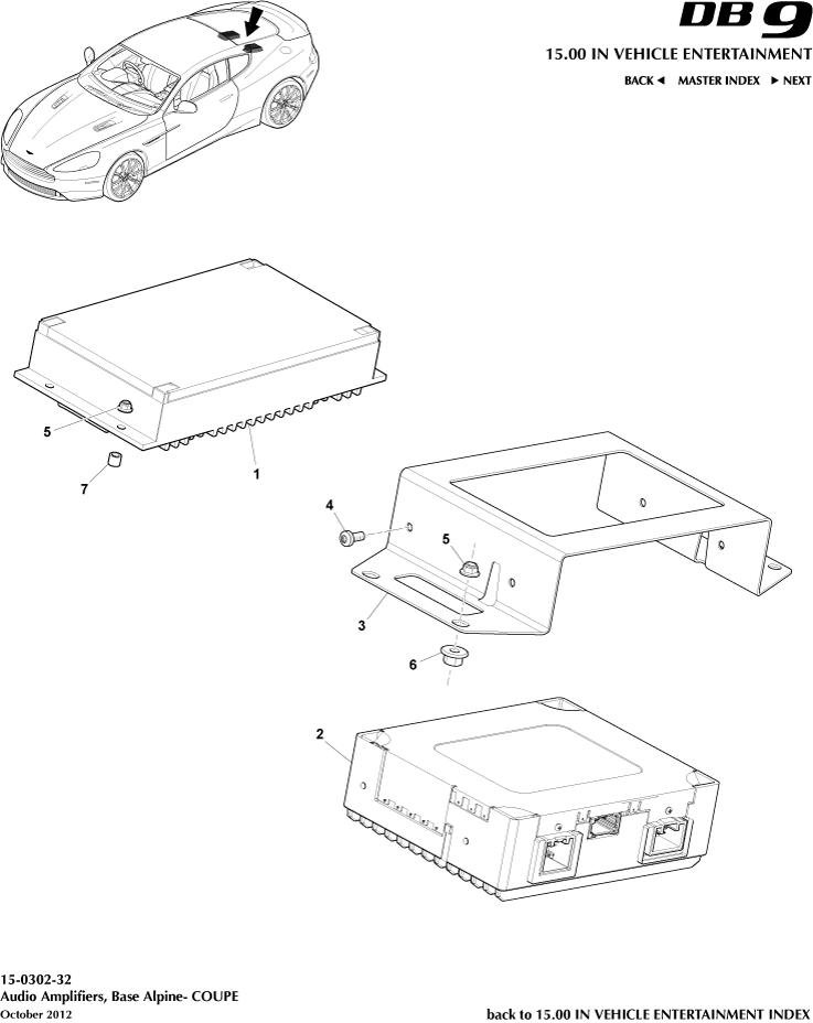 Amplifiers, Alpine, Coupe of Aston Martin Aston Martin GT DB9 (2004-2017)