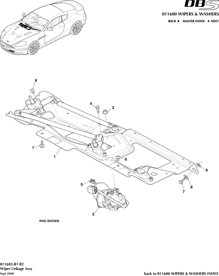 Wipers & Washers - Wiper Linkage Assembly of Aston Martin Aston Martin GT DBS (2007-2012)