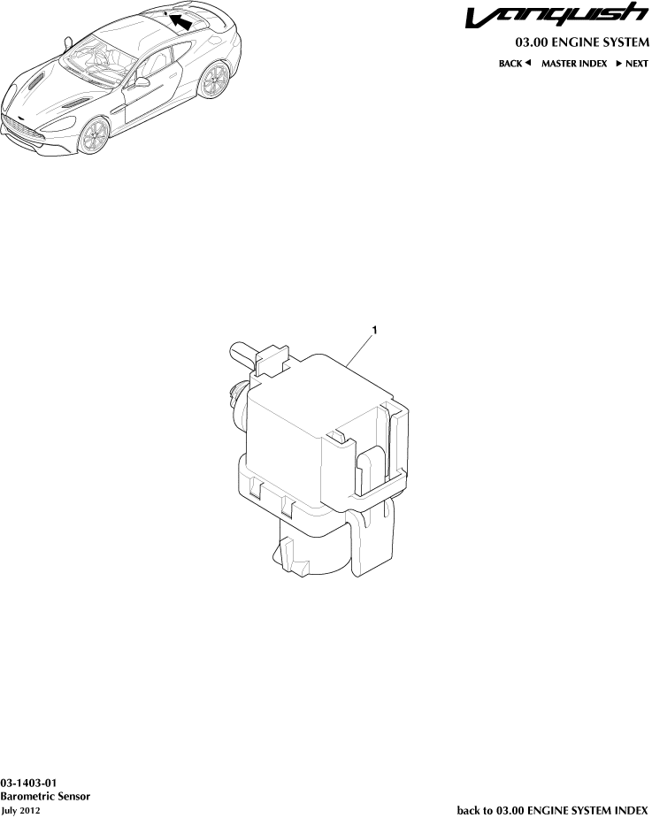Barometric Sensor of Aston Martin Aston Martin GT VANQUISH (2013-2018)