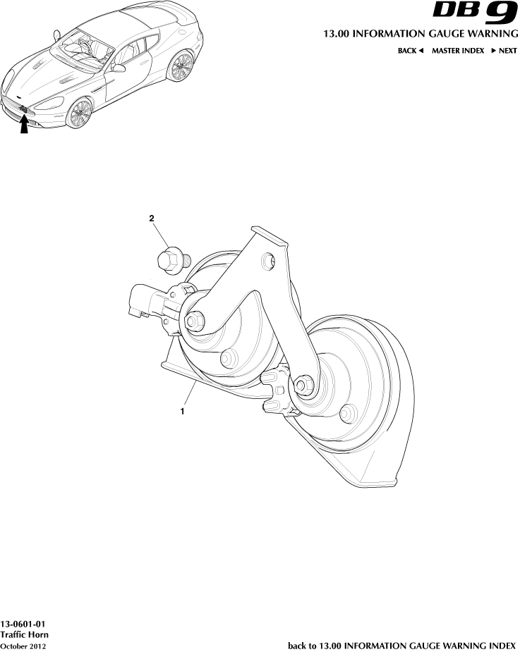 Traffic Horn of Aston Martin Aston Martin GT DB9 (2004-2017)