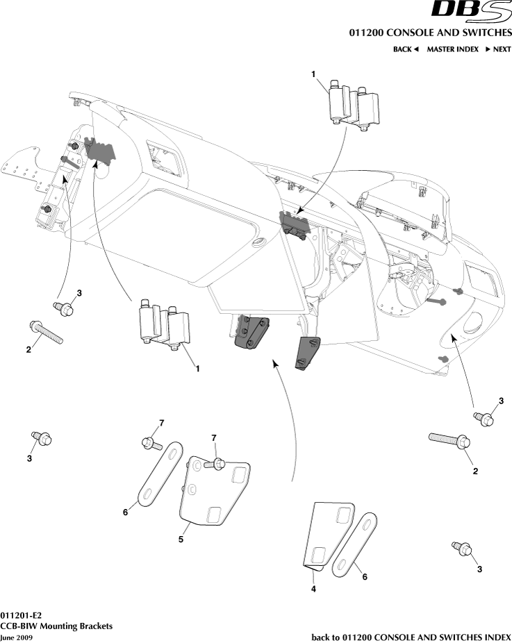 Console and Switches - CCB to BIW Brackets of Aston Martin Aston Martin GT DBS (2007-2012)
