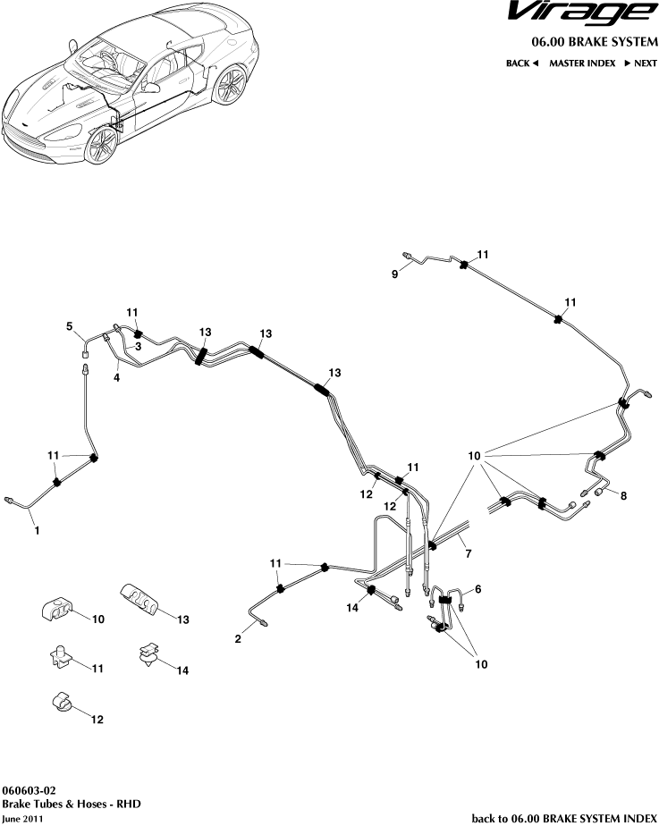 Brake Lines & Hoses, RHD of Aston Martin Aston Martin GT VIRAGE (2012-2013)