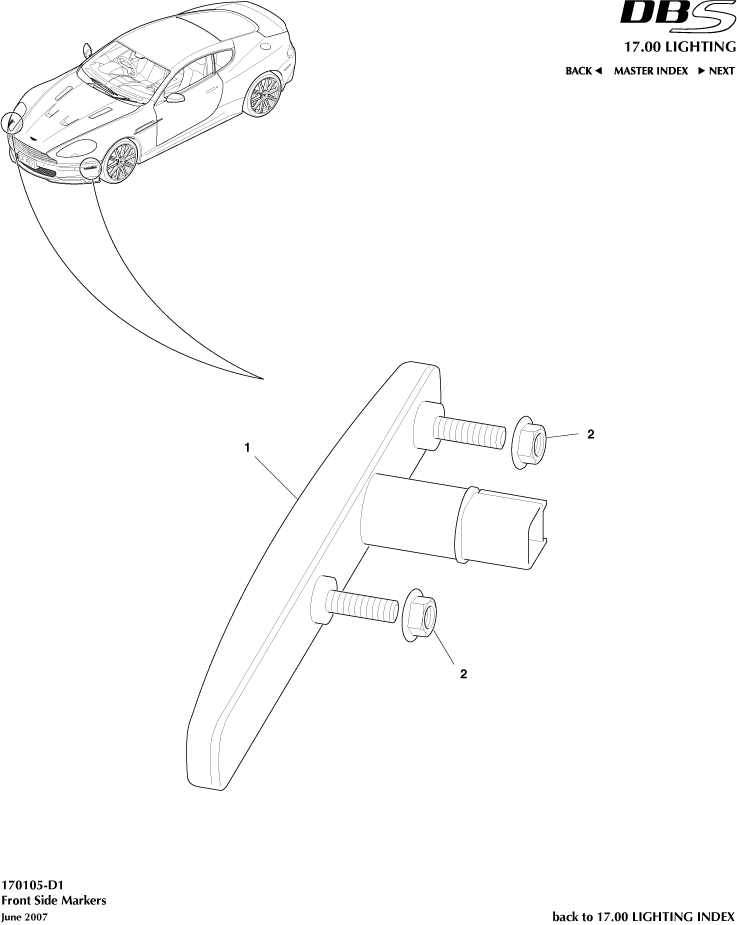 Front Side Markers of Aston Martin Aston Martin GT DBS (2007-2012)