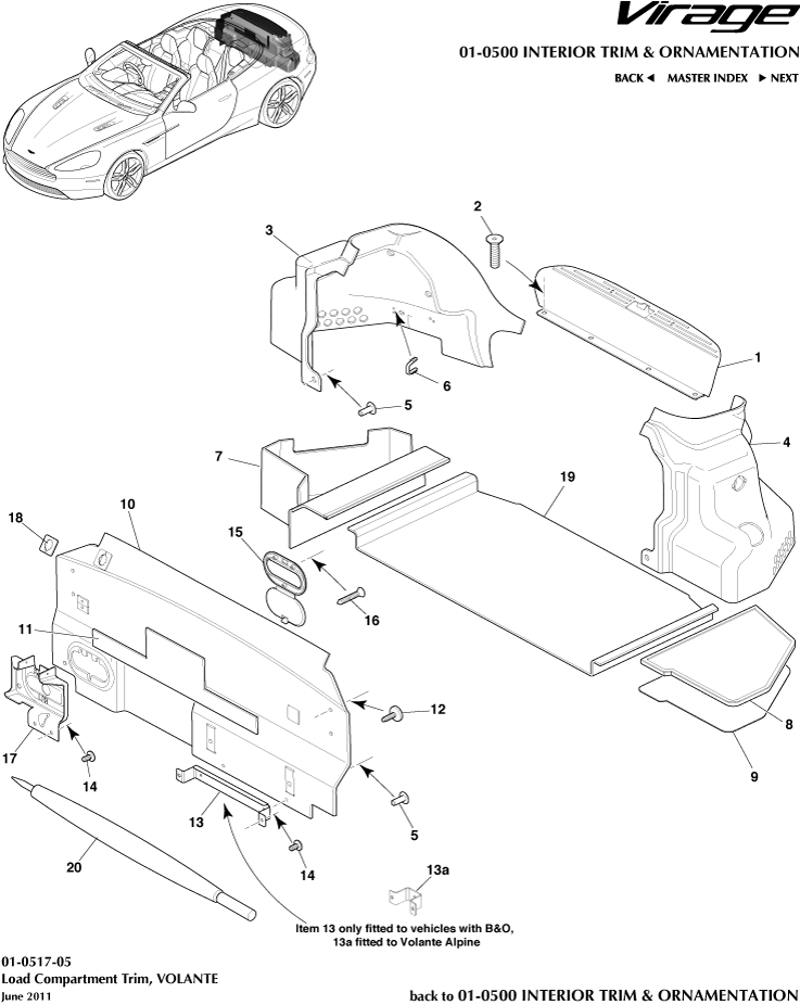 Interior Trim & Ornamentation - Load Compartment Trim, Volante of Aston Martin Aston Martin GT VIRAGE (2012-2013)