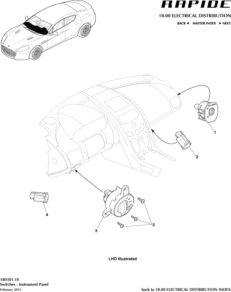 IP Switches of Aston Martin Aston Martin GT RAPIDE (2010-2019)