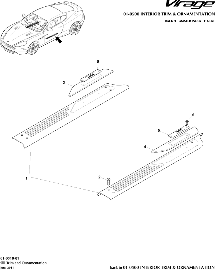 Interior Trim & Ornamentation - Sill Trim & Ornamentation of Aston Martin Aston Martin GT VIRAGE (2012-2013)